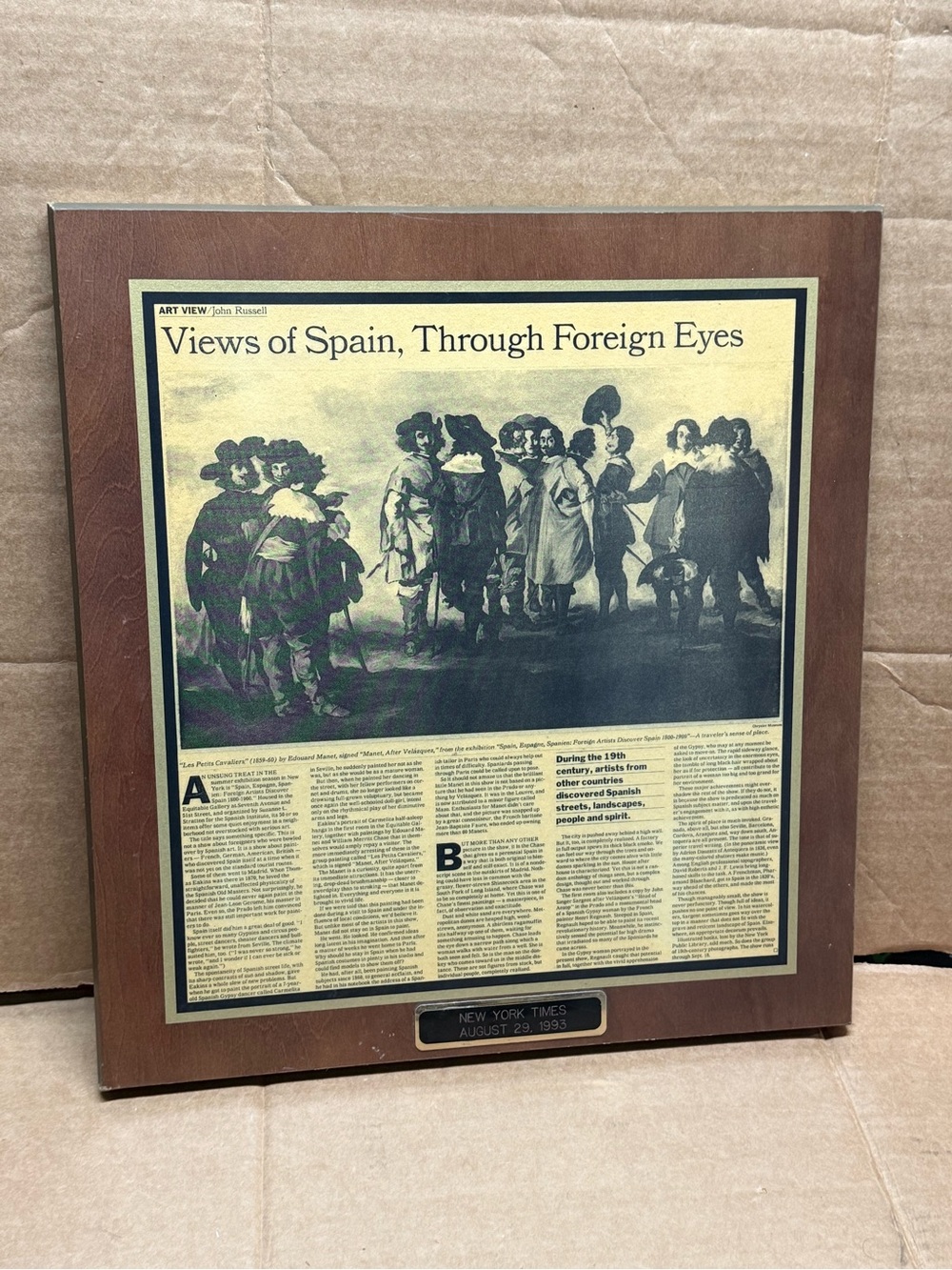 1993 New York Times Newspaper Plaque